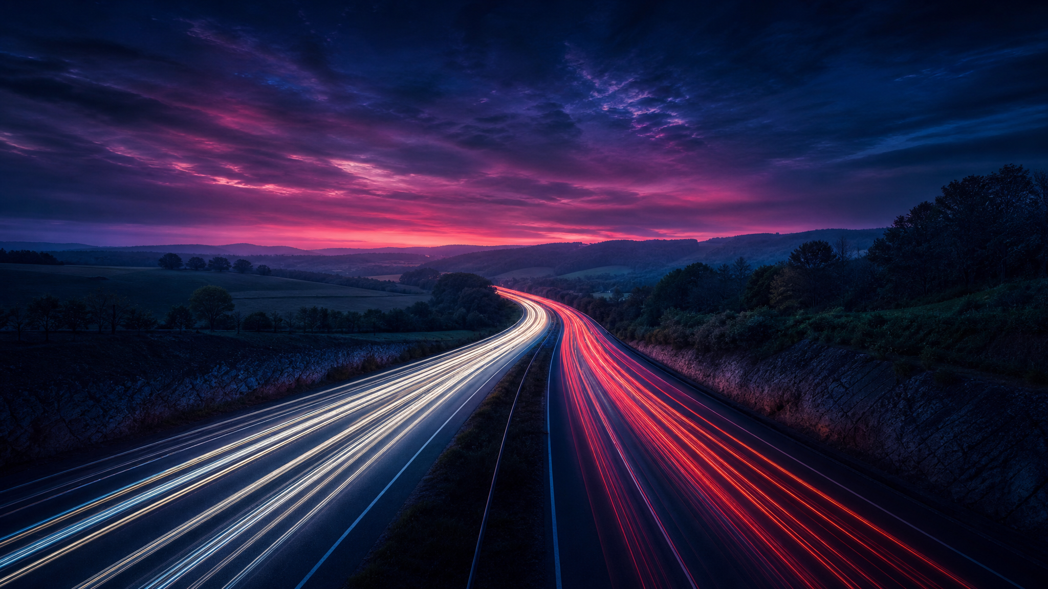 Kentucky interstate highway at dusk